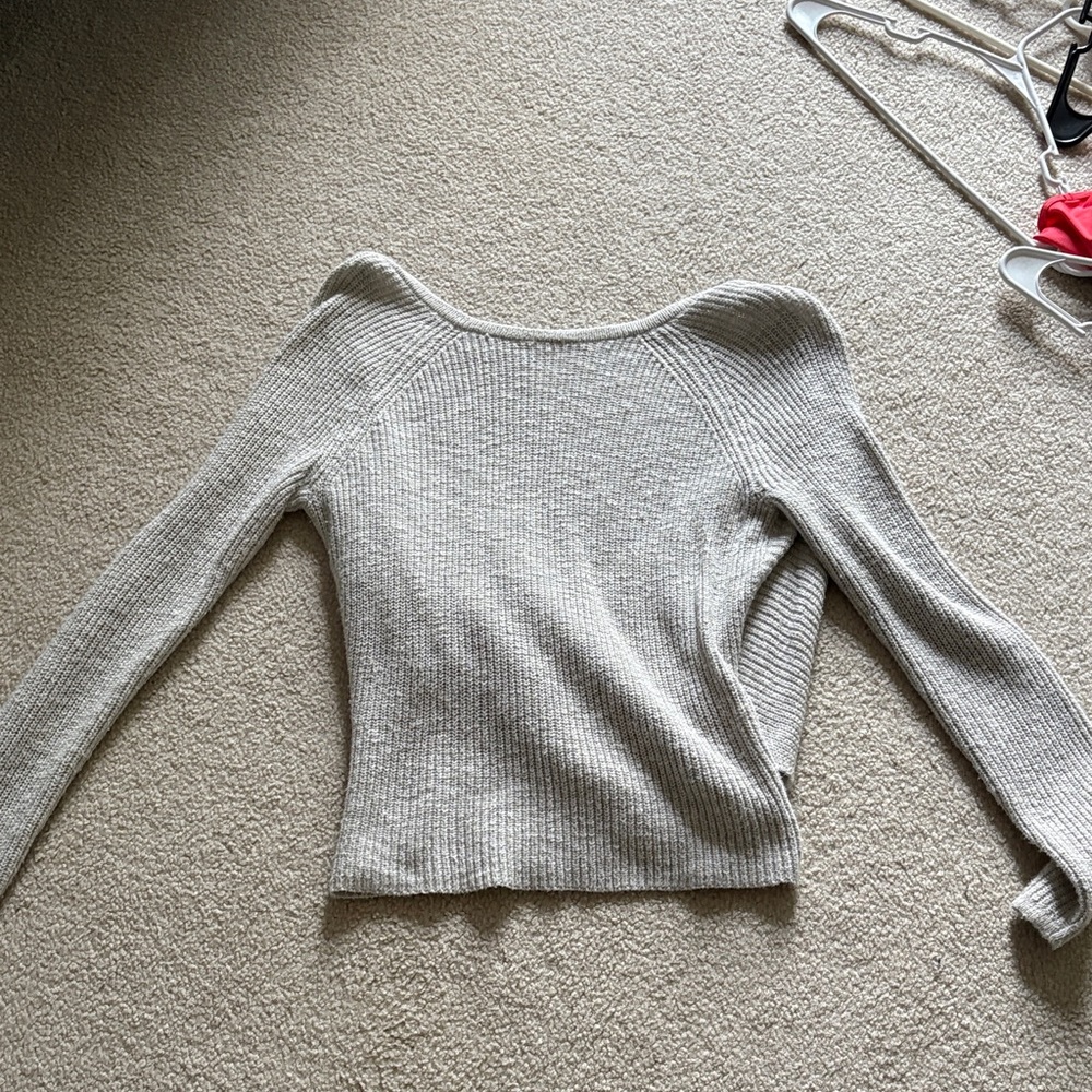 Women's Open Back Gray Sweater